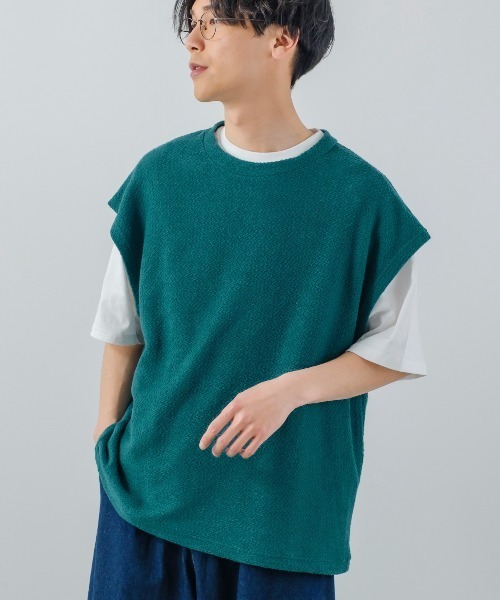 improves(インプローブス)の「変形ジャガード インレイ ニットベスト×Tシャツカットソー セパレート(ベスト・メンズ・ブルーグレー/グリーン/ブラック/オレンジ・MEDIUM/LARGE)」の4枚目の写真