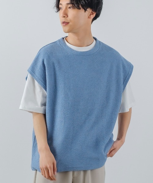 improves(インプローブス)の「変形ジャガード インレイ ニットベスト×Tシャツカットソー セパレート(ベスト・メンズ・ブルーグレー/グリーン/ブラック/オレンジ・MEDIUM/LARGE)」の3枚目の写真
