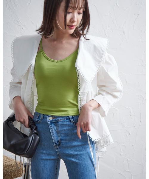 a:mure(アミュール)の「1枚で主役級 2wayビッグカラーブラウス(シャツ/ブラウス・レディース・オフホワイト/ブラック・FREE)」の7枚目の写真