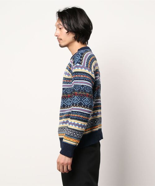 VIBGYOR（ヴィブジョー）の「【ACT -fascination design-】ビッグシルエット ノルディックボーダーニット(SP)（ニット/セーター・メンズ・ブルー/ネイビー・L/M/XL）」の3枚目の写真