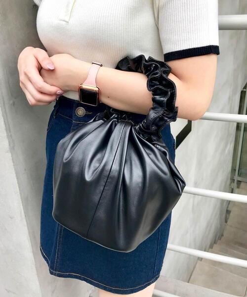 INGNI(イング)の「ギャザーハンドル2WAYバッグ(トートバッグ・レディース・ブラック/アイボリー/ピンク・ONE SIZE)」の5枚目の写真