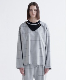 CULLNI 22AW ウインドーペン　チェック　チンタブ　プルオーバー　黒　2 CULLNI 22AW ウインドーペン チェック チンタブ プルオーバー 黒