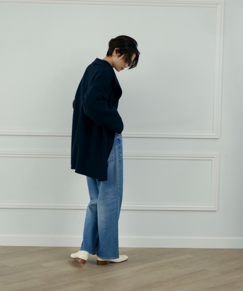 INED（イネド）の「ショートリバーコート 軽い羽織り心地 ヒップが隠れるショート丈（その他アウター・レディース・ネイビー・9号/7号）」の6枚目の写真