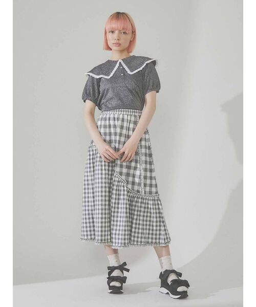 merry jenny(メリージェニー)の「フリルカラーラメポロシャツ(Tシャツ/カットソー・レディース・ブラック/ピンク/グリーン・FREE)」の4枚目の写真