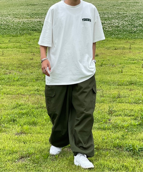 kutir(クティール)の「ワンポイント配色刺繍ロゴビッグTシャツ(Tシャツ/カットソー・メンズ・ブラック/オフホワイト/グリーン・MEDIUM/LARGE)」の5枚目の写真