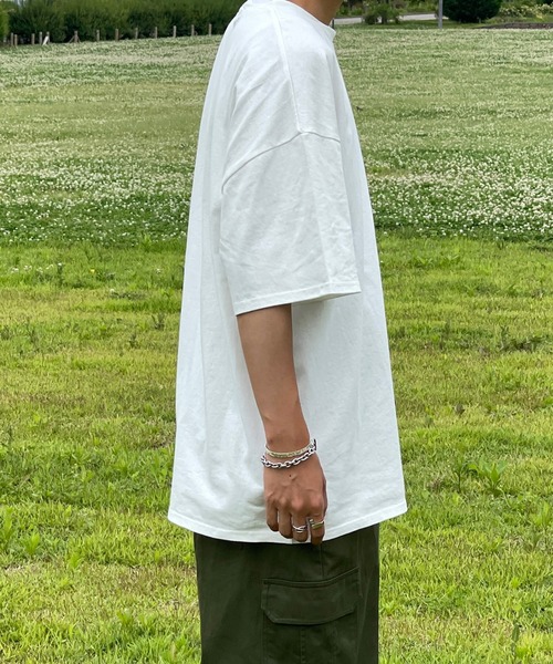 kutir(クティール)の「ワンポイント配色刺繍ロゴビッグTシャツ(Tシャツ/カットソー・メンズ・ブラック/オフホワイト/グリーン・MEDIUM/LARGE)」の9枚目の写真