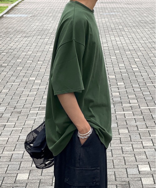 kutir(クティール)の「ワンポイント配色刺繍ロゴビッグTシャツ(Tシャツ/カットソー・メンズ・ブラック/オフホワイト/グリーン・MEDIUM/LARGE)」の21枚目の写真