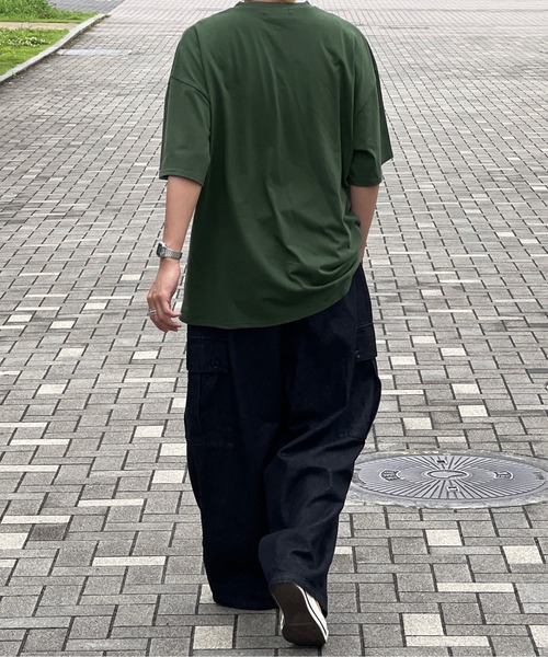 kutir(クティール)の「ワンポイント配色刺繍ロゴビッグTシャツ(Tシャツ/カットソー・メンズ・ブラック/オフホワイト/グリーン・MEDIUM/LARGE)」の20枚目の写真