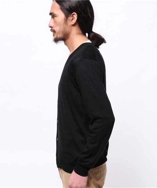 417 EDIFICE（フォーワンセブンエディフィス）の「◇16Gシルクタッチ Vネックカーディガン（カーディガン/ボレロ・メンズ・グレー/サファリグリーン/ブルー系その他/ブラック・SMALL/LARGE/MEDIUM）」の6枚目の写真