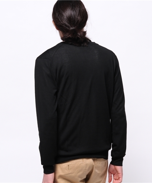 417 EDIFICE（フォーワンセブンエディフィス）の「◇16Gシルクタッチ Vネックカーディガン（カーディガン/ボレロ・メンズ・グレー/サファリグリーン/ブルー系その他/ブラック・SMALL/LARGE/MEDIUM）」の7枚目の写真