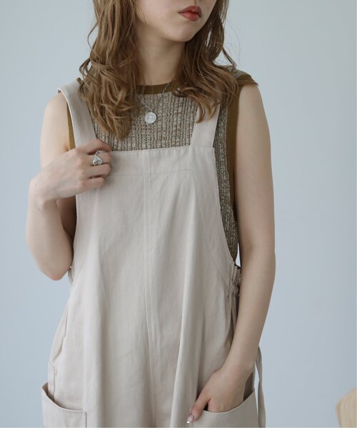 RAY CASSIN(レイカズン)の「前後2wayメランジノ-スリニット(タンクトップ・レディース・グリーン/キャメル・FREE)」の1枚目の写真