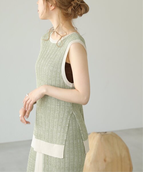 RAY CASSIN(レイカズン)の「前後2wayメランジノ-スリニット(タンクトップ・レディース・グリーン/キャメル・FREE)」の12枚目の写真