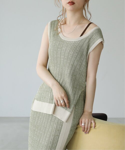 RAY CASSIN(レイカズン)の「前後2wayメランジノ-スリニット(タンクトップ・レディース・グリーン/キャメル・FREE)」の13枚目の写真