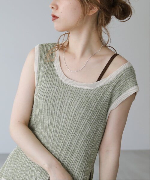 RAY CASSIN(レイカズン)の「前後2wayメランジノ-スリニット(タンクトップ・レディース・グリーン/キャメル・FREE)」の14枚目の写真