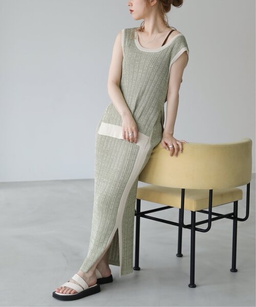 RAY CASSIN(レイカズン)の「前後2wayメランジノ-スリニット(タンクトップ・レディース・グリーン/キャメル・FREE)」の15枚目の写真