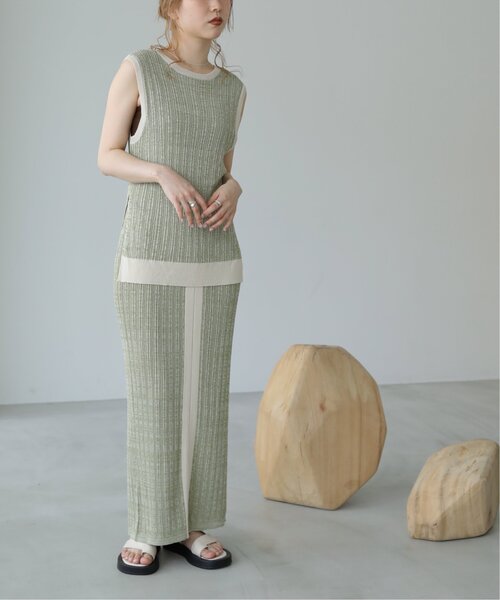 RAY CASSIN(レイカズン)の「前後2wayメランジノ-スリニット(タンクトップ・レディース・グリーン/キャメル・FREE)」の16枚目の写真