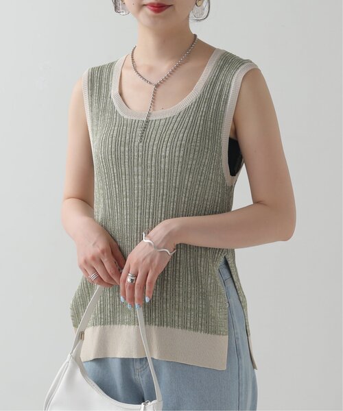 RAY CASSIN(レイカズン)の「前後2wayメランジノ-スリニット(タンクトップ・レディース・グリーン/キャメル・FREE)」の18枚目の写真
