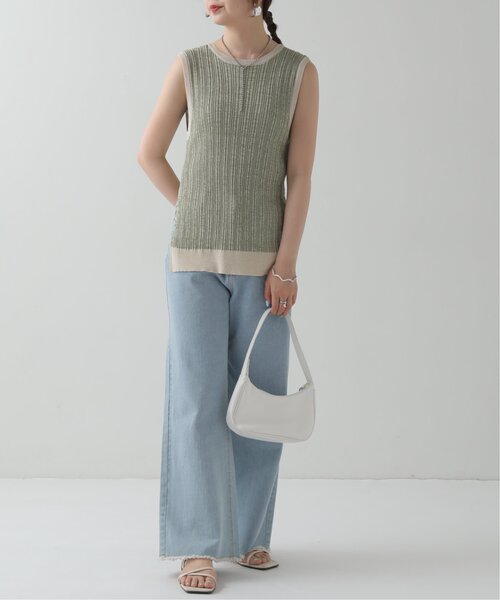 RAY CASSIN(レイカズン)の「前後2wayメランジノ-スリニット(タンクトップ・レディース・グリーン/キャメル・FREE)」の20枚目の写真