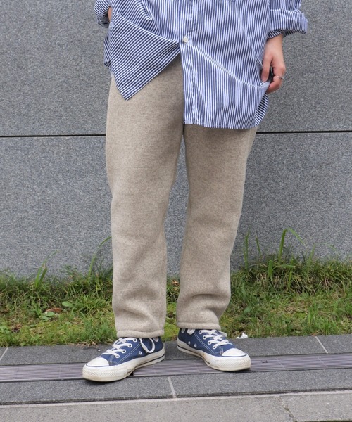 BURLAP OUTFITTER(バーラップアウトフィッター)の「BURLAP OUTFITTER/バーラップアウトフィッター KNIT FREECE PATCHED PANT ニットフリースパッチパンツ(スウェットパンツ・レディース・オートミール・SMALL)」の1枚目の写真