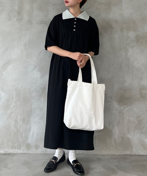kutir（クティール）の「ポロワンピース（ワンピース・レディース・ライトブルー/ブラック・SMALL/MEDIUM/LARGE）」の2枚目の写真