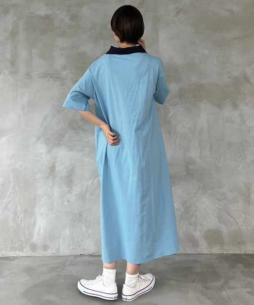 kutir（クティール）の「ポロワンピース（ワンピース・レディース・ライトブルー/ブラック・SMALL/MEDIUM/LARGE）」の10枚目の写真