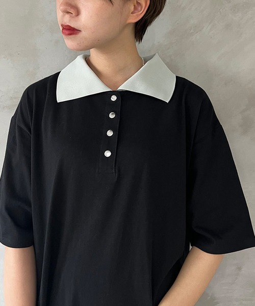 kutir（クティール）の「ポロワンピース（ワンピース・レディース・ライトブルー/ブラック・SMALL/MEDIUM/LARGE）」の12枚目の写真