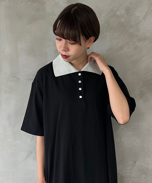 kutir（クティール）の「ポロワンピース（ワンピース・レディース・ライトブルー/ブラック・SMALL/MEDIUM/LARGE）」の5枚目の写真