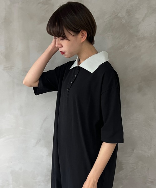 kutir（クティール）の「ポロワンピース（ワンピース・レディース・ライトブルー/ブラック・SMALL/MEDIUM/LARGE）」の6枚目の写真