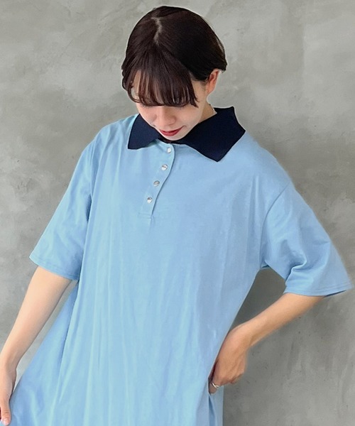 kutir（クティール）の「ポロワンピース（ワンピース・レディース・ライトブルー/ブラック・SMALL/MEDIUM/LARGE）」の11枚目の写真