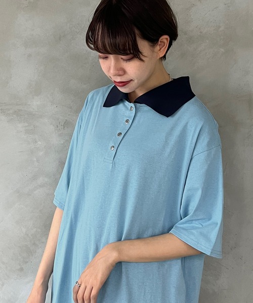 ポロワンピース 青 半袖 TOMMY HILFIGER - トミーヒルフィガー ポロ ワンピース ネイビー