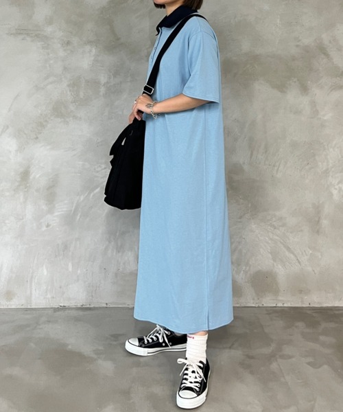 kutir（クティール）の「ポロワンピース（ワンピース・レディース・ライトブルー/ブラック・SMALL/MEDIUM/LARGE）」の21枚目の写真