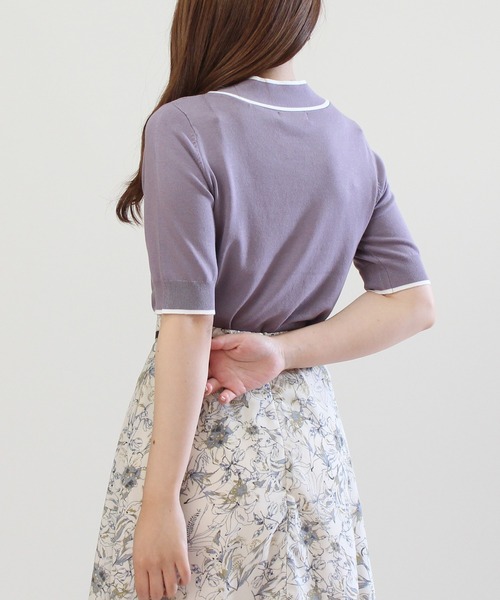 TRUDEA(トルディア)の「配色ボウタイパールピンニット(ニット/セーター・レディース・パープル/ブラック/ラベンダー/ネイビー/ベージュ・MEDIUM/LARGE)」の21枚目の写真