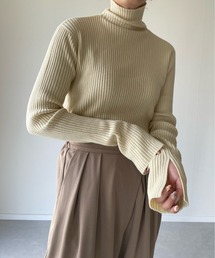 y/m by misato | 袖スリットリブタートルトップス(ニット/セーター)