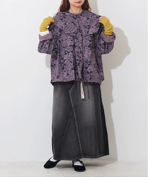 TOBILA（トビラ）の「11オンスデニムリメイク風Aラインスカート（デニムスカート・レディース・ブラック/インディゴブルー・M）」の7枚目の写真