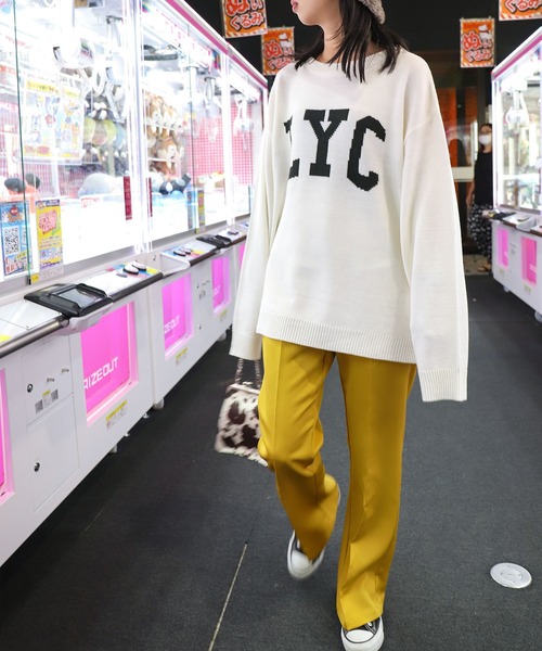 ZIP FIVE（ジップファイブ）の「【ZIP FIVE】ロゴクルーネックニットスウェット（ニット/セーター・レディース・ホワイト/ブラック/グレー・LARGE/MEDIUM/X-LARGE）」の5枚目の写真