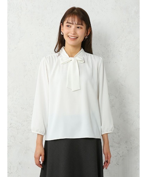 Perfect Suit FActory（パーフェクトスーツファクトリー）の「3WAYリボンタイ8分袖ブラウス（シャツ/ブラウス・レディース・ライトグレー/オフホワイト/ライトピンク・S/M/L）」の21枚目の写真