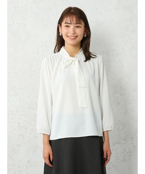 Perfect Suit FActory（パーフェクトスーツファクトリー）の「3WAYリボンタイ8分袖ブラウス（シャツ/ブラウス・レディース・ライトグレー/オフホワイト/ライトピンク・S/M/L）」の22枚目の写真