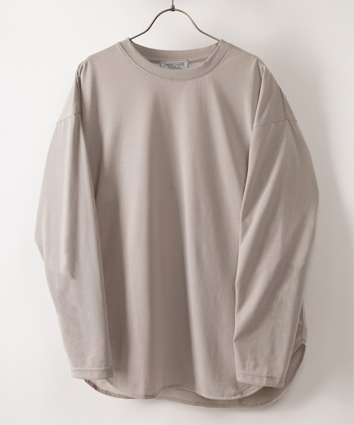 SlashDate(スラッシュデイト)の「ラウンドヘムロングTシャツ/レイヤード/ビッグシルエット(Tシャツ/カットソー・メンズ・ホワイト/チャコールグレー/ブラック/グレー/オフホワイト/ブルー/グリーン・M/L/XL)」の5枚目の写真