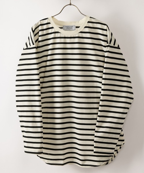 SlashDate(スラッシュデイト)の「ラウンドヘムロングTシャツ/レイヤード/ビッグシルエット(Tシャツ/カットソー・メンズ・ホワイト/チャコールグレー/ブラック/グレー/オフホワイト/ブルー/グリーン・M/L/XL)」の3枚目の写真