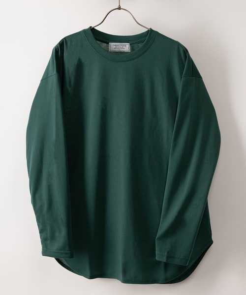 SlashDate(スラッシュデイト)の「ラウンドヘムロングTシャツ/レイヤード/ビッグシルエット(Tシャツ/カットソー・メンズ・ホワイト/チャコールグレー/ブラック/グレー/オフホワイト/ブルー/グリーン・M/L/XL)」の6枚目の写真