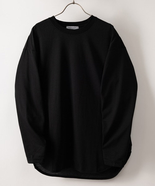 SlashDate(スラッシュデイト)の「ラウンドヘムロングTシャツ/レイヤード/ビッグシルエット(Tシャツ/カットソー・メンズ・ホワイト/チャコールグレー/ブラック/グレー/オフホワイト/ブルー/グリーン・M/L/XL)」の1枚目の写真