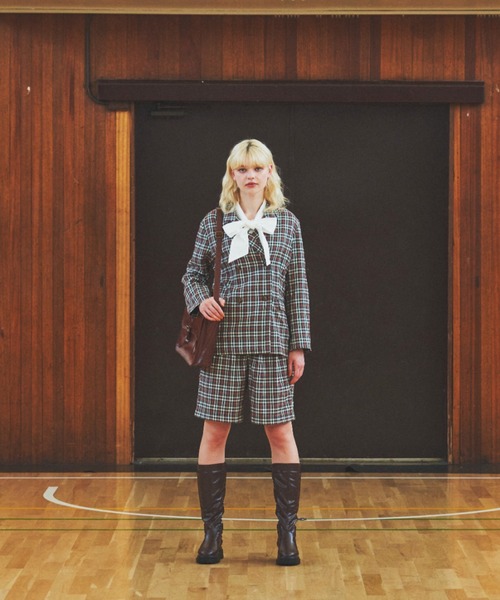 MERLOT（メルロー）の「《春シーズンを彩る》カラーチェックダブルジャケット（テーラードジャケット・レディース・ネイビー/グリーン・FREE）」の15枚目の写真