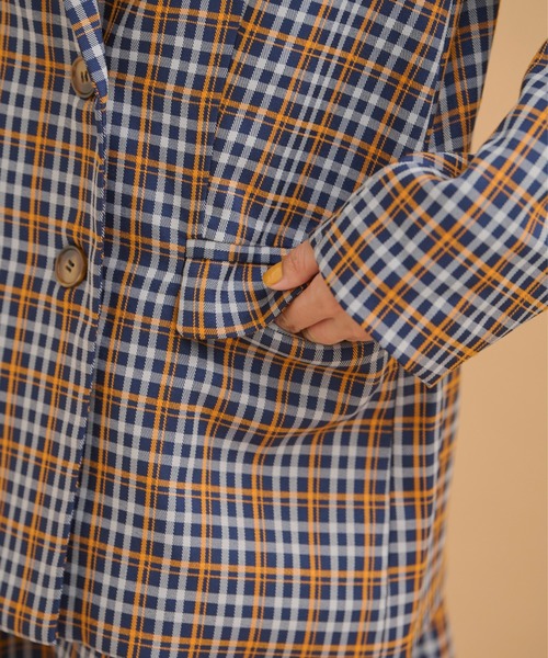 MERLOT（メルロー）の「《春シーズンを彩る》カラーチェックダブルジャケット（テーラードジャケット・レディース・ネイビー/グリーン・FREE）」の22枚目の写真