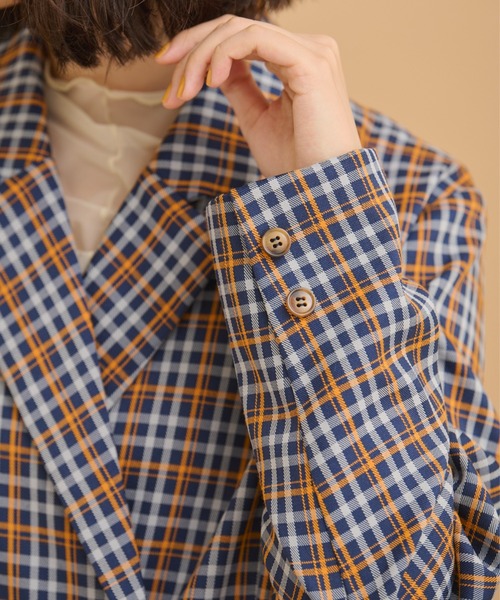 MERLOT（メルロー）の「《春シーズンを彩る》カラーチェックダブルジャケット（テーラードジャケット・レディース・ネイビー/グリーン・FREE）」の21枚目の写真