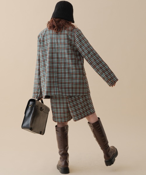 MERLOT（メルロー）の「《春シーズンを彩る》カラーチェックダブルジャケット（テーラードジャケット・レディース・ネイビー/グリーン・FREE）」の9枚目の写真