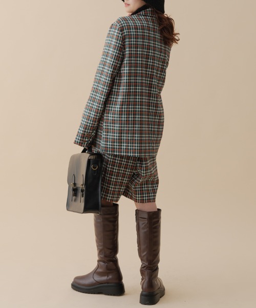 MERLOT（メルロー）の「《春シーズンを彩る》カラーチェックダブルジャケット（テーラードジャケット・レディース・ネイビー/グリーン・FREE）」の8枚目の写真
