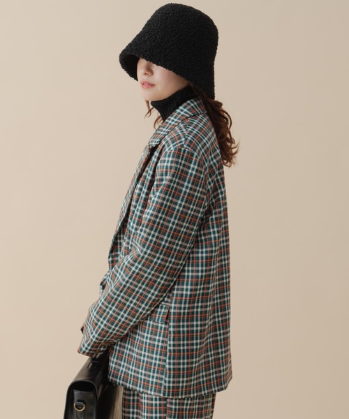 MERLOT（メルロー）の「《春シーズンを彩る》カラーチェックダブルジャケット（テーラードジャケット・レディース・ネイビー/グリーン・FREE）」の5枚目の写真