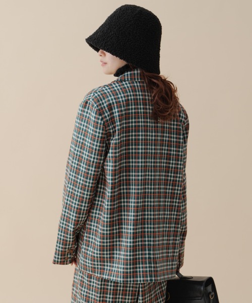 MERLOT（メルロー）の「《春シーズンを彩る》カラーチェックダブルジャケット（テーラードジャケット・レディース・ネイビー/グリーン・FREE）」の6枚目の写真