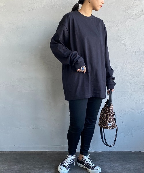 HANES（ヘインズ）の「[HANES/ヘインズ] BEEFY ロングスリーブパックT（Tシャツ/カットソー・レディース・ホワイト/ブラック/ダークグレー・M/L/XL/S）」の4枚目の写真