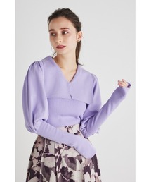 rienda | ビッグカラーパフスリーブニットトップス(ニット/セーター)